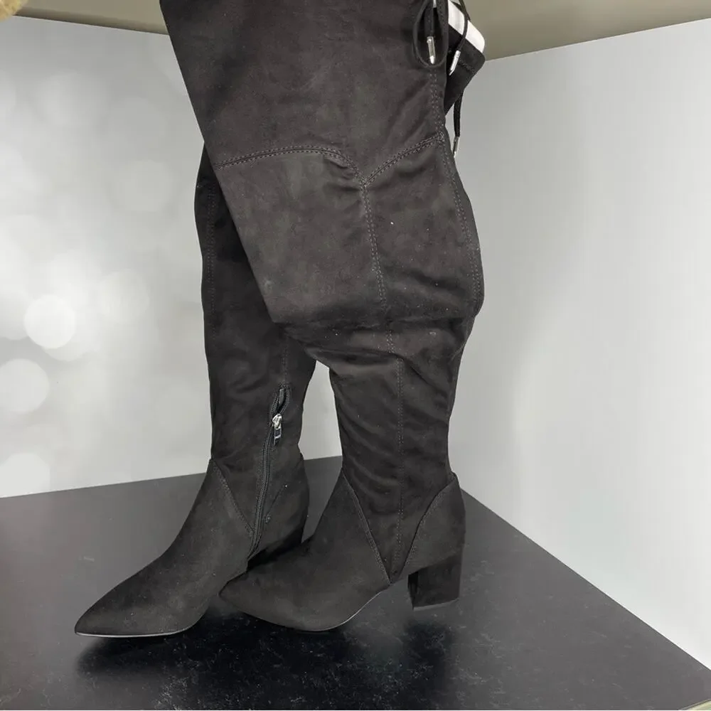 Marc Fisher Reda Women’s Faux Suede Cold Weather Over-The-Knee Boots Black